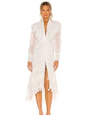 RAISSA Revolve White Lace Midi Dress